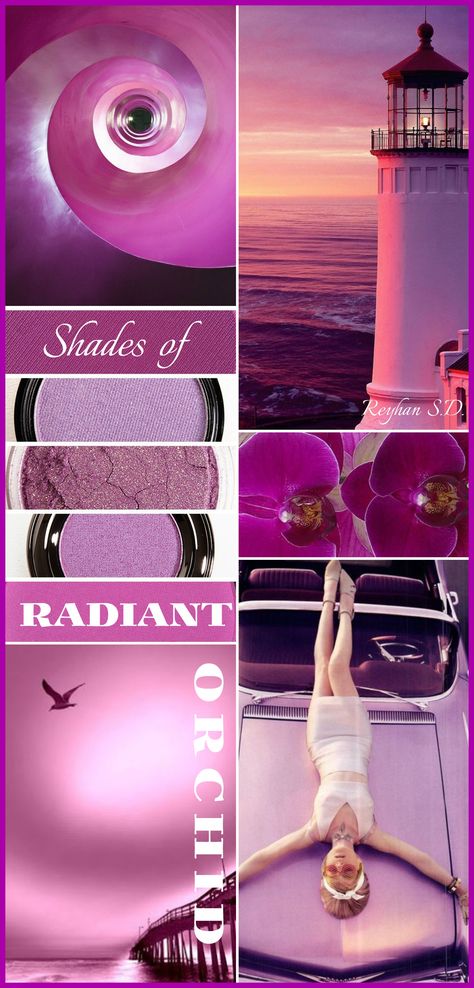 '' Radiant Orchid '' by Reyhan S.D. Orchid Mood Board, Color Moodboard, Desi Design, Orchid Dress, Inspiration Moodboard, Orchid Color, Mood Colors, Radiant Orchid, Purple Love