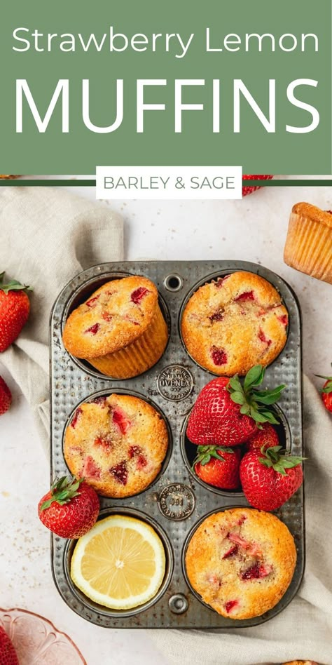 Strawberry Muffins Recipes, Strawberry Breakfast Muffins, Strawberry Lemon Muffins, Sour Dough Bread Starter Recipe, Strawberry Muffins Easy, Fun Summer Cocktails, Bread Starter Recipe, Strawberry Salads, Strawberry Muffins Healthy