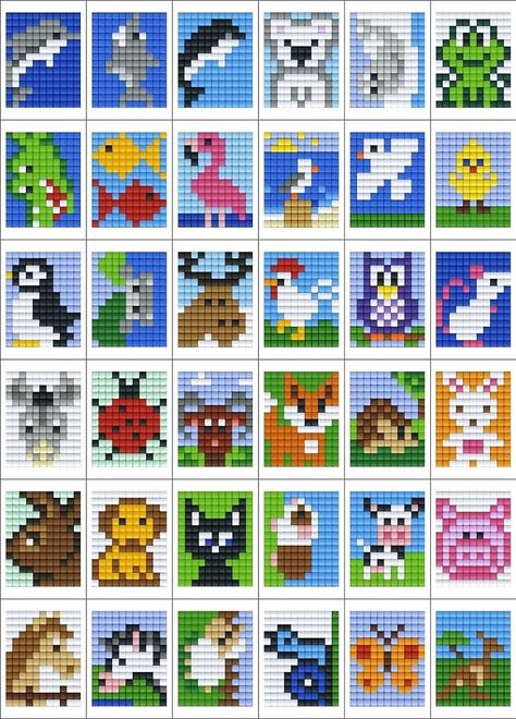 Pixel Art Animals, Diamond Dotz, Tiny Cross Stitch, Art Perle, Easy Pixel Art, Diy Perler Bead Crafts, Pixel Crochet, Pola Kristik, Mini Cross Stitch