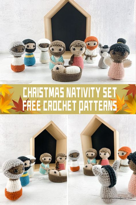 8 Christmas Nativity Set Crochet Patterns - FREE - iGOODideas.com Crochet Nativity Set Free Pattern, Crochet Nativity Set, Nativity Crochet, Modern Nativity Set, Crochet Nativity, Printable Nativity, Nativity Characters, Christmas Fair Ideas, Christmas Tree Advent Calendar