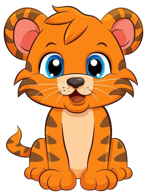 Free vector little cute tiger cartoon ch... | Free Vector #Freepik #freevector #cartoon-drawing #cartoon-svg #clip-art #art Cute Tiger Clipart, Tiger Cartoon Images, Cute Animal Pictures Cartoon, Tiger Cute Drawing, Animals Clipart For Kids, Tiger Cartoon Drawing, Cute Tiger Drawing, Animated Tiger, Tiger Emoji