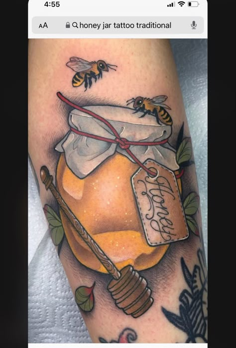 Mommy Daughter Tattoos, Honeycomb Tattoo, Honey Bee Tattoo, Bee Tattoos, Amsterdam Tattoo, Tattoos To Cover Scars, Insect Tattoo, C Tattoo, Summer Tattoo