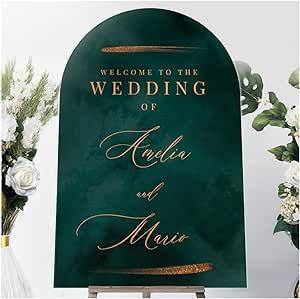 Personalized Emerald Green Welcome Sign - Custom Elegant Wedding Welcome Sign - Welcome Decoration Perfect For Your Beautiful Wedding Celebration (Acrylic) Emerald Green Wedding Theme, Green Wedding Decorations, Wedding Entrance Sign, Green Themed Wedding, Emerald Green Weddings, Unplugged Wedding, Copper Wedding, Personalized Wedding Sign, Wedding Entrance