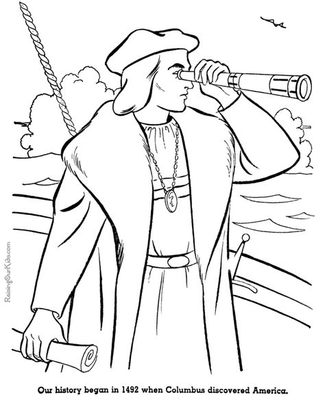 Christopher Columbus discovered America. wk 1 Cycle 3 Week 1, Christopher Columbus Activities, Patriotic Coloring Pages, History Coloring Pages, Classical Conversations Cycle 3, American History Timeline, Happy Columbus Day, Early American History, Fathers Day Coloring Page