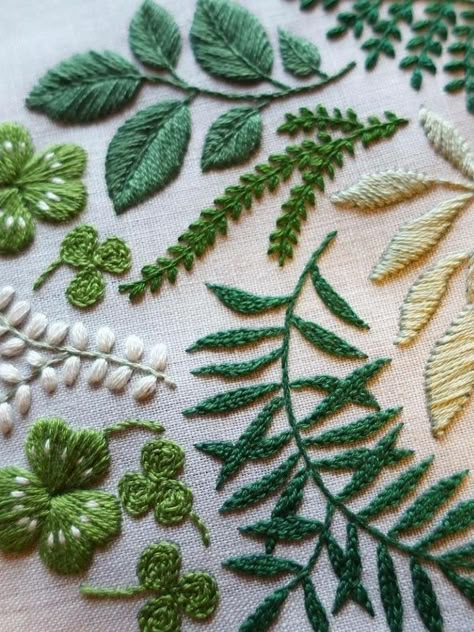 Crewel Embroidery Patterns, Embroidery Leaf, Crewel Embroidery Kits, Hand Embroidery Projects, 자수 디자인, Sewing Embroidery Designs, Hand Embroidery Art, Crewel Embroidery, Flower Embroidery Designs