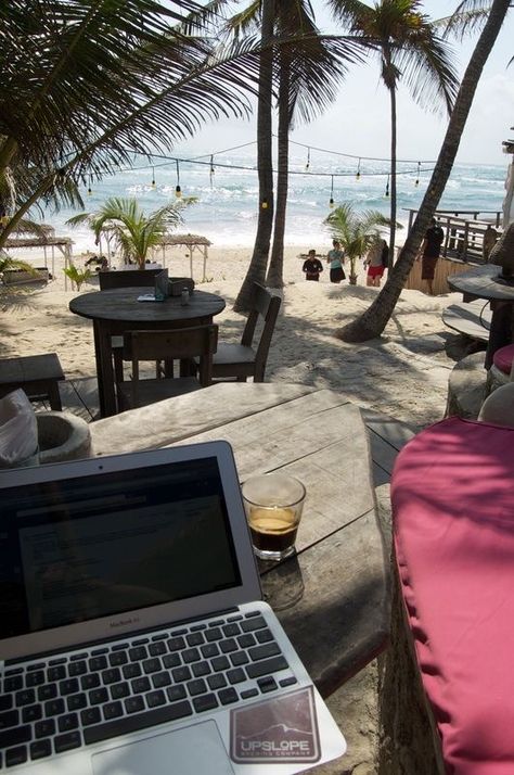 Working On Vacation Laptop, Work From Wifi Aesthetics, Travel Agent Job Aesthetic, Travelling For Work Aesthetic, Travel While Working Remote, Working On The Beach Laptop, Work At The Beach, Workcation Aesthetic, Remote Work Travel