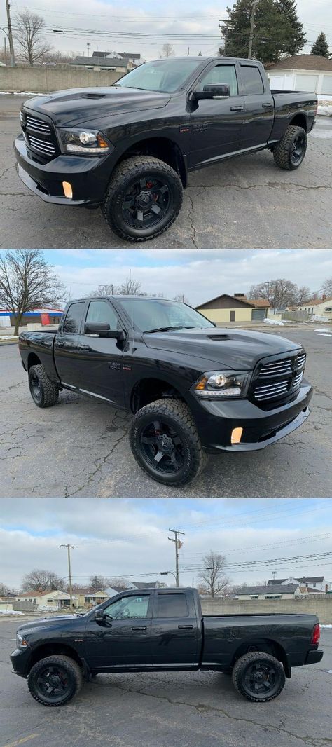 Black Dodge Ram 1500, Blacked Out Ram 1500, Lifted Dodge Ram 1500, Custom Ram 1500, Lifted Ram 1500, Ram Trucks Lifted, 2015 Dodge Ram 1500, Lifted Ram, Ram 1500 Sport