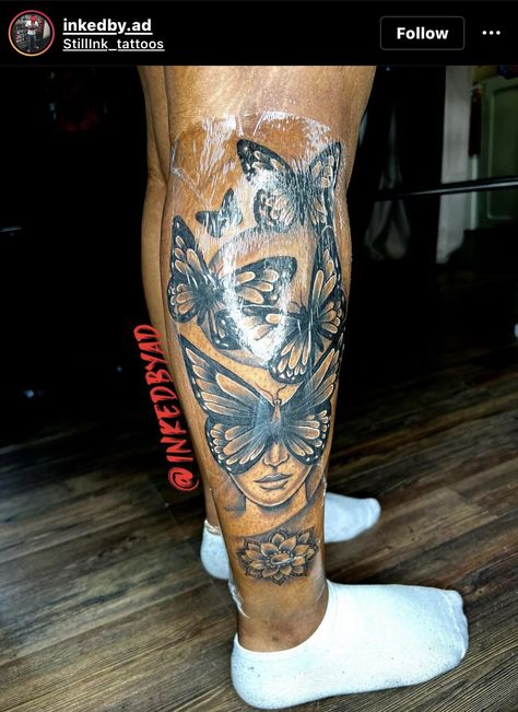 Leg Tattoos Women Lower Calf Unique, Bottom Leg Tattoo, Lower Leg Tattoos Women Calves, Tattoo Leg Sleeve For Women, Back Of Calf Tattoos For Women, Lower Leg Tattoos Women, Side Leg Tattoo, Calf Tattoos For Women, Cute Shoulder Tattoos