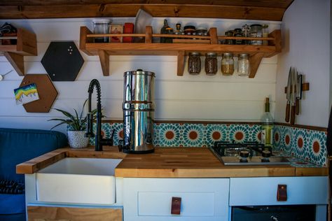 Creative Campervan Kitchen Ideas | Two Wandering Soles Campervan Kitchen Ideas, Bulkhead Kitchen, Campervan Kitchen, Camper Van Kitchen, Motorhome Interior, Best Campervan, Caravan Home, Camper Kitchen, Diy Campervan