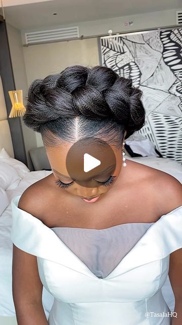 Updo Styles For Black Women Natural Hair, Cute Puff Hairstyles Natural Hair, Natural Hair Styles For Wedding, Bride Braided Hairstyles, Classy Braids, Cruller Donut, Regrow Edges, African Hair Styles, Natural Hair Jewelry