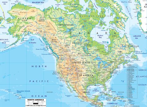 Physical Map of North America - Ezilon Maps Journal Themes Ideas, Classroom Map, Map Of North America, World Map With Countries, Map Wall Mural, 3rd Grade Math Worksheets, Physical Map, Asia Map, North America Map