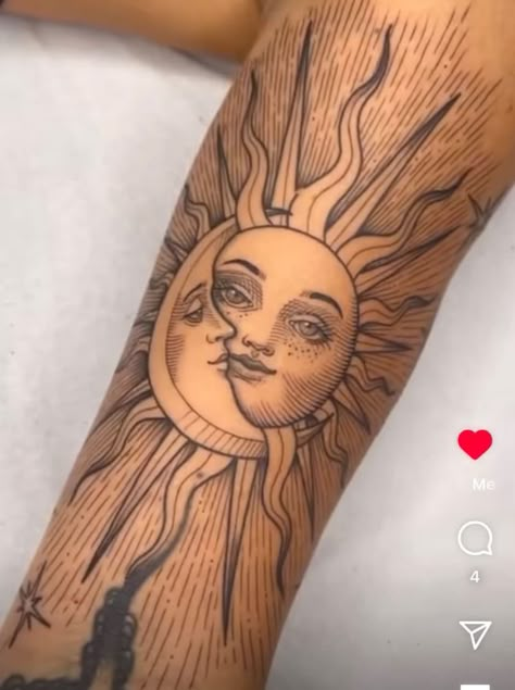 Tattoo Sonne, Tattoo Free, Maching Tattoos, Sun And Moon Tattoo, Boho Tattoos, Tattoos For Black Skin, Sun Tattoos, Forearm Tattoo Women, Dope Tattoos For Women