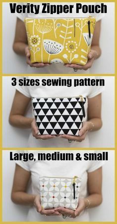 8 Inch Zipper Pouch Pattern, How To Sew A Zipper Pouch Simple, Easy Zipper Pouch Pattern, Zip Makeup Bag Pattern, Sewn Zipper Pouch, Boxed Pouch Pattern, Small Bag With Zipper, Simple Pouch Pattern, Flat Pouch Pattern