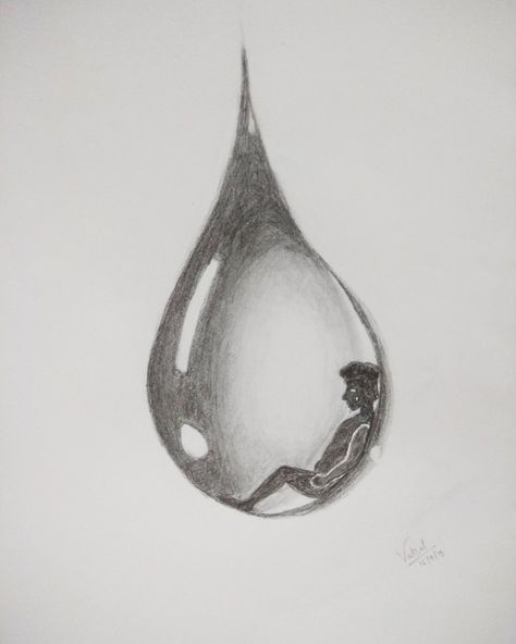 Realistic Raindrop Drawing, Teardrop Aethstetic, Water Drops Sketch, Tear Drawings Easy, Tear Drops Drawing, Rain Drawing Tutorial, How To Draw A Tear Drop, How To Draw Raindrops, Raindrop Tattoo Water Droplets