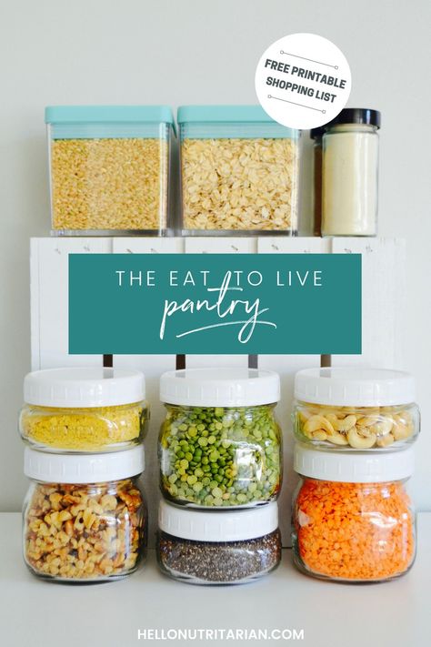 The Eat to Live Pantry Dr Fuhrman nutritarian diet 6 week program Dr Greger plant based kitchen Nutritarian Food List, Dr Fuhrman 6 Week Plan, Dr Fuhrman Recipes Eat To Live, Eat To Live 6 Week Plan, Fuhrman Diet, Dr Fuhrman Recipes, Eat To Live Diet, Dr Greger, Nutritarian Diet