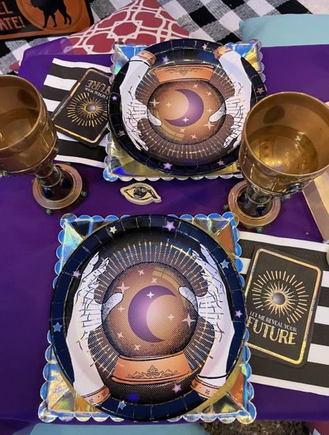 Fortune Teller Birthday Party, Mystical Party Theme, Tarot Birthday Party, Mystical Birthday Party, Witch Party Ideas For Adults, Fortune Teller Party, Witchy Birthday Party, Witch Themed Party, Witch Birthday Party