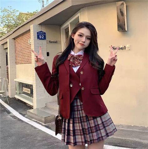 School Uniform Fashion, School Uniform Outfits, Dance Outfits Practice, Clothes Korean Style, Set Outfits, Woman Suit Fashion, Korean Fashion Dress, School Dresses, Uniform Fashion