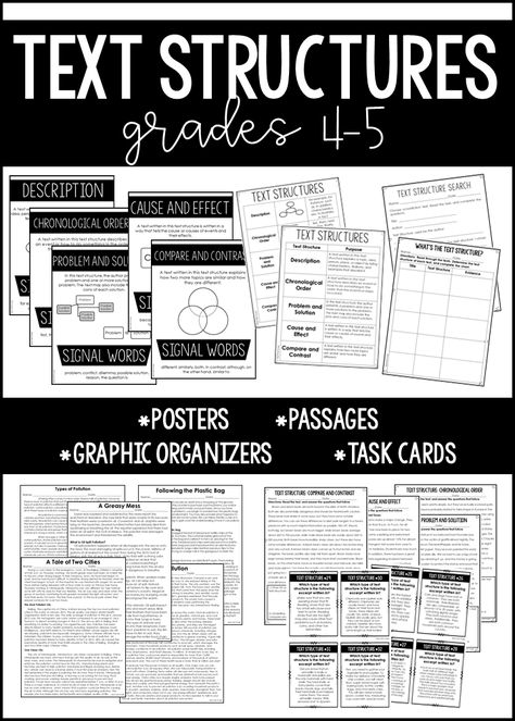 Text Structure Activities 3rd Grade, 3rd Grade Text Structure, Text Structure Anchor Chart 4th, Informational Text Structure Activities, Teaching Text Structure, Text Structure Activities, Teaching Informational Text, Teaching Nonfiction, Informational Text Structures