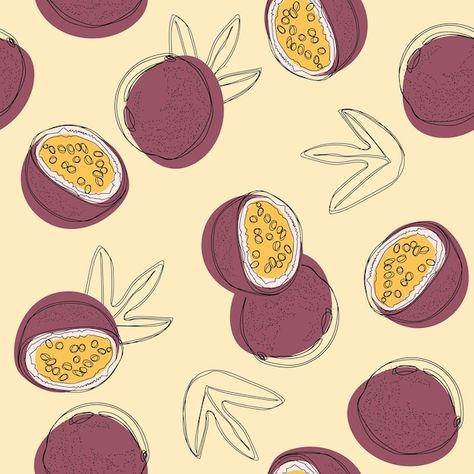 Passion fruit seamless pattern hand draw... | Premium Vector #Freepik #vector #fruit-pattern #juice-pattern #fun-pattern #fruit-background Fruit Background, Fruits Drawing, Background Colorful, Green Goddess, Colorful Fruit, Exotic Fruit, Fruit Pattern, Passion Fruit, Seamless Pattern