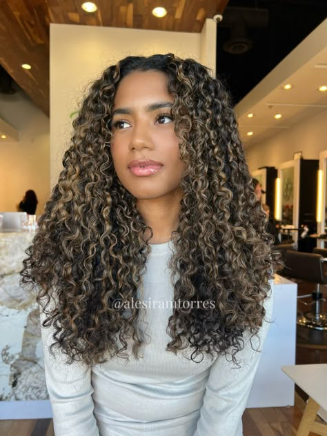 #BlackGirl #CurlyHair #highlights #BlondeHighlights #curlyhairstyles #curlycut #curlyhighlights #balayage #balayagecurlys Blonde Highlights Curly Hair, Curly Hair Color Ideas, Curly Highlights, Curly Hair Color, Dark Curly Hair, Natural Curly Hair Cuts, Dyed Curly Hair, Highlights Curly, Curly Hair Inspo