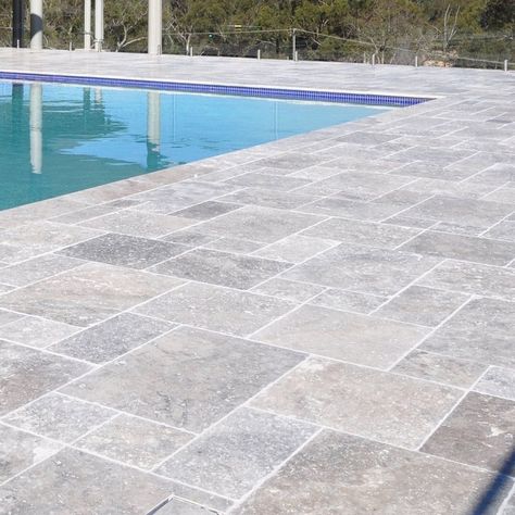 Spa Gazebo, Stone Pool Deck, Travertine Pool Decking, Hardscape Patio, Pool Paving, Silver Travertine, Pool Decking, Pool Pavers, Travertine Pool