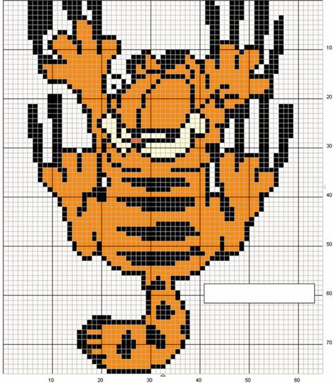 Garfield Cross Stitch Pattern, Garfield Perler Bead Patterns, Garfield Perler Beads, Garfield Cross Stitch, Garfield Perler, Modele Pixel Art, Pixel Art Templates, Pixel Crochet, Pixel Art Grid