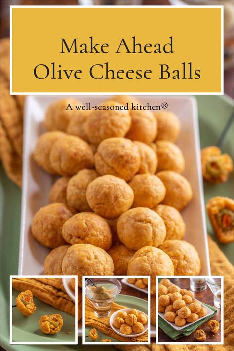 Olive Cheese Balls Appetizers, Baked Cheese Balls Appetizers, Cheese Olive Balls, Olive Stuffed Cheese Balls, Olive Balls Appetizers, Olive Snacks Appetizers, Olive Cheese Puffs, Hot Olives Appetizer, Fried Green Olives