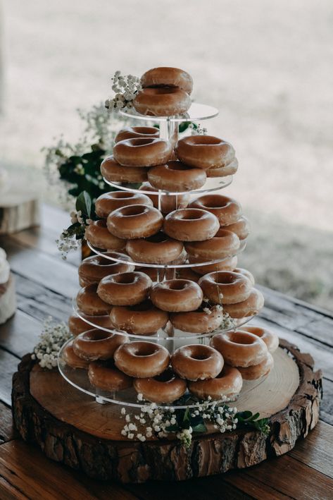 Diy Donut Tower, Donut Tower Cake, Donut Cakes, Ancaster Mill, Country Victorian, Donut Tower, Tower Cake, Diy Donut, 40th Cake