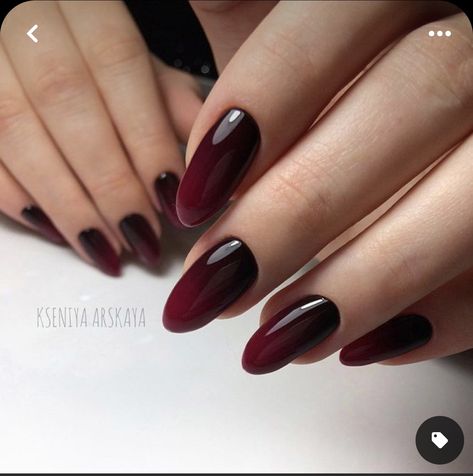 Burgundy Black Ombre Nails, Burgundy Nails With Black, Burgandy Ombré Nails, Black And Burgundy Nail Designs, Wine Nails Designs Burgundy, Burgundy Ombre Nails, Burgandy Ombre, Dark Red Ombre, Burgundy Nail Art