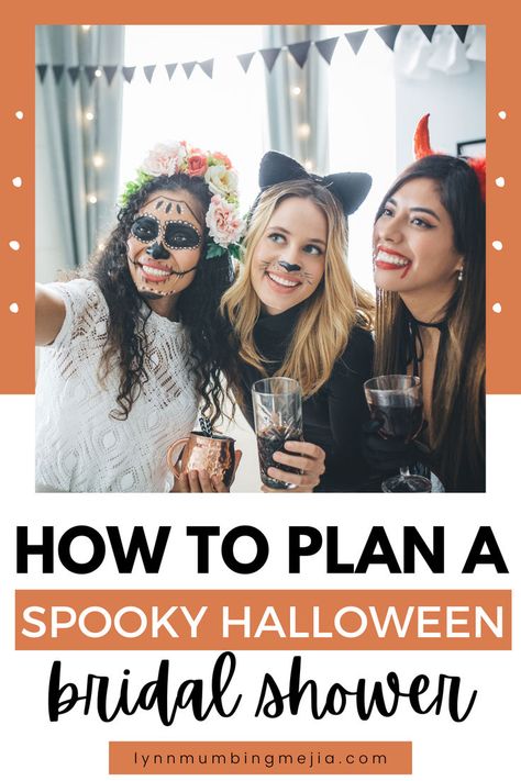 How To Plan a Spooky Halloween Bridal Shower – 10+ Things You Must-Have! | Lynn Mumbing Mejia Halloween Bridal Shower Ideas, Bridal Shower Halloween, Halloween Bridal Showers, Halloween Wedding Invitations, Bridal Shower Planning, Halloween Wedding, Bridal Shower Theme, Bridal Shower Decorations, Plan A