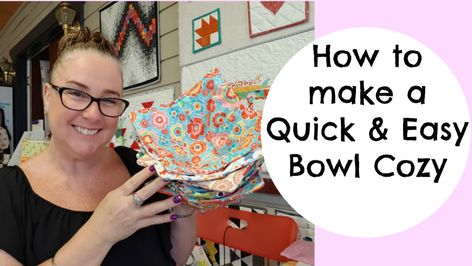 Microwave Cozy Pattern Fabric Bowls, How To Make Soup Bowl Cozies, Bowl Cozy Tutorial Sewing Patterns, Microwave Bowl Potholder, Bowl Cozies Tutorial, How To Make A Bowl Cozy Video, Bowl Cosy Pattern, How To Make A Bowl Cozy, How To Make Bowl Cozies