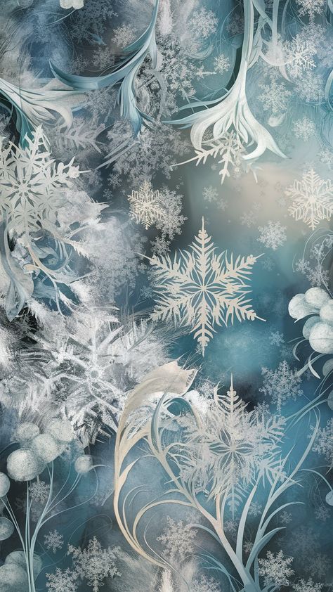 Immerse yourself in a mesmerizing winter scene adorned with delicate patterns reminiscent of frost-kissed surfaces. This wallpaper blends Art Nouveau's flowing lines with Impressionism's light play, featuring icy blues, soft whites, and muted silvers. Evoke tranquility and wonder as you experience the dreamlike beauty of a serene snowfall. Perfect for winter decor and seasonal themes. #SnowflakeWallpaper #WinterDesign #ArtNouveau Ice Skating Wallpaper, Porcelain Corset, Nutcracker Wallpaper, Snowflake Wallpaper, Printable Background, Candle Cover, Winter Background, Wall Papers, Winter Wallpaper