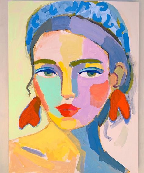 Abstract Color Portrait, Abstract Faces Painting, Self Portrait Ideas Art, Abstract Portrait Painting Faces, Watercolor Self Portrait, Funky Portraits, Colorful Portrait Painting, Abstract Face Painting, 3d Art Painting