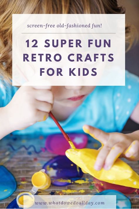 Good retro crafts and old-fashioned craft projects for kids that are still super cool! Keep them busy with these endlessly creative arts and crafts ideas with how-to videos. Time Travel Art For Kids, Old Fashioned Crafts For Kids, Retro Crafts For Kids, 70s Crafts For Kids, Old Fashioned Crafts, 50s Crafts, Easy Cheap Crafts, Old School Crafts, Cheap Crafts For Kids