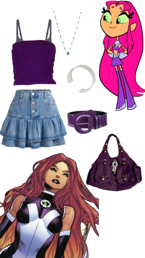 #starfire #teentitans #dccomics #pink #purple #green Starfire Costume, Halloween Coustumes, Cute Halloween Costumes, Wedding Music, Teen Titans, Fashion Killa, Purple Green, Cute Halloween, Halloween Diy