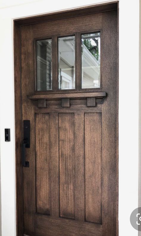 Craftsman Style Front Door, Craftsman Style Front Doors, Mindfully Gray, Stained Front Door, Craftsman Front Door, Brown Front Doors, Craftsman Front Doors, Craftsman Style Doors, New Front Door