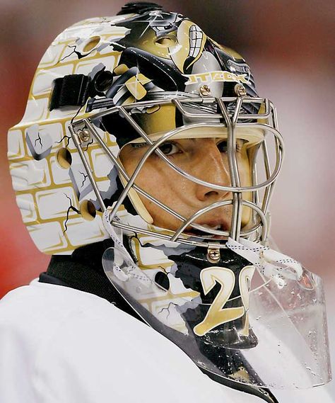 The 50 Best Goalie Mask Designs in NHL History | Bleacher Report | Latest News, Videos and Highlights Goalie Gear, Hockey Helmet, Pittsburgh Sports, Mask Designs, Hockey Mask, Goalie Mask, Pittsburgh Penguins Hockey, Penguins Hockey, Hockey Goalie