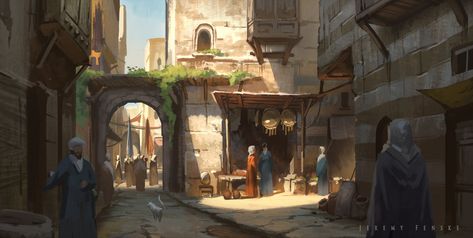 Arabian Illustration, Jeremy Fenske, Fictional Culture, Fantasy House, Fantasy City, Fantasy Places, Fantasy Map, Matte Painting, Fantasy Art Landscapes