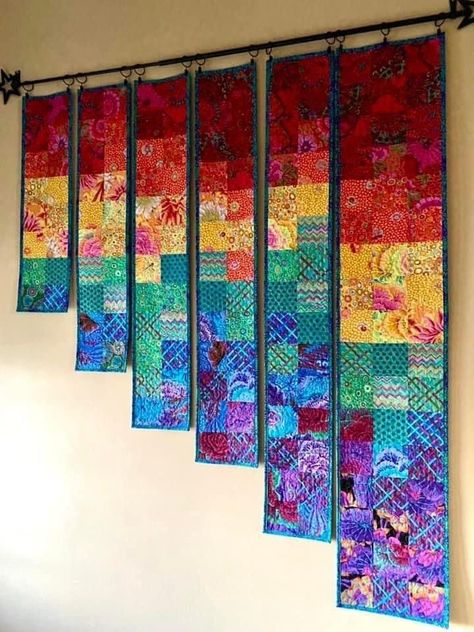 Staircase Quilt Pattern, Staircase Panels, Staircase Quilt, Crazy Quilt Embroidery, Crumb Quilting, Quilt Embroidery, Watercolor Quilt, Quilt Display, Fabric Books