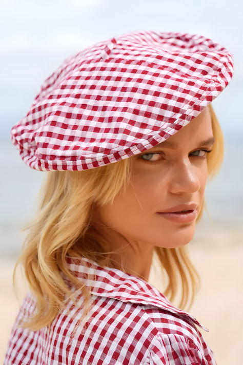 Made from soft gingham cotton with a comfy linen lining, this Simone beret hat is not only stylish but also 100% vegan and biodegradable. With sizes ranging from Small (fits 20.5" - 21.5") to Medium (fits 22" - 23"), it's a versatile accessory for a perfect fit. Embrace fashion with a conscience. Click to find out more sustainable styles in this BrunnaCo guide on Marmalade. #ValentinesGift #Fashionista #GiftIdeasForHer #GinghamBeretHat #FashionGifts #SustainableFashion #MarmaladeGuide ✨ Nature Composition, Nature Details, Biodegradable Materials, Hair Up Or Down, Hat Fits, Sustainable Shopping, Conscious Fashion, Beret Hat, Girls Pajamas