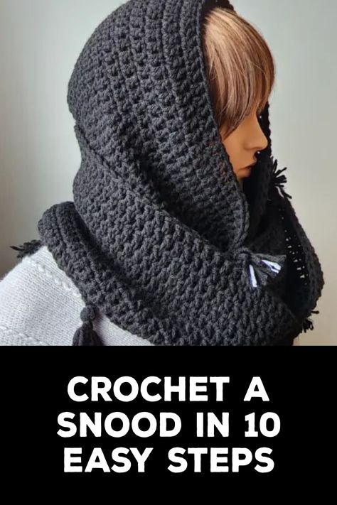 How to Crochet a Snood Crochet Snood Free Pattern Simple, Crochet Winter Ideas Projects, Crochet Snoodie Free Pattern, How To Crochet A Snood, Hooded Cowl Crochet Pattern Free Snood, Easy Crochet Snood Free Pattern, Free Snood Crochet Pattern, Free Crochet Snood Pattern, Wednesday Snood Crochet Pattern