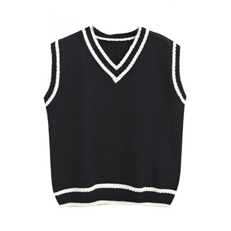 Color Black Trim V-Neck Knit Vest ($28) ❤ liked on Polyvore featuring outerwear, vests, knit vest, v-neck vest, v neck vest and vest waistcoat Striped Sweater Vest, Knit Striped Sweater, Vest Knit, Fotografi Digital, Women Vest, Sleeveless Jumper, Sleeveless Sweater Vest, Dr Wardrobe, Uniform Fashion