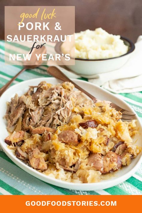 Crockpot Pork And Sauerkraut, Rolled Pork Roast, Pork And Sauerkraut Recipe, Pork Roast And Sauerkraut, Pork Chops And Sauerkraut, Pork And Sauerkraut, New Years Day Meal, Pork Roast In Oven, Slow Cooker Pork Chops