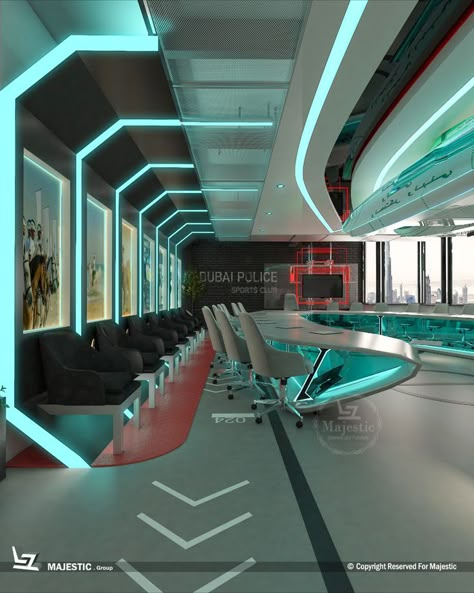 interior design Dubai police, meeting room, office, design Futuristic Meeting Room, Meeting Room Office Design, Futuristic Office Interior, Futuristic Office Design, Room Office Design, Futuristic Interior Design, Small Bedroom Inspiration, Meeting Room Design, Interior Design Dubai