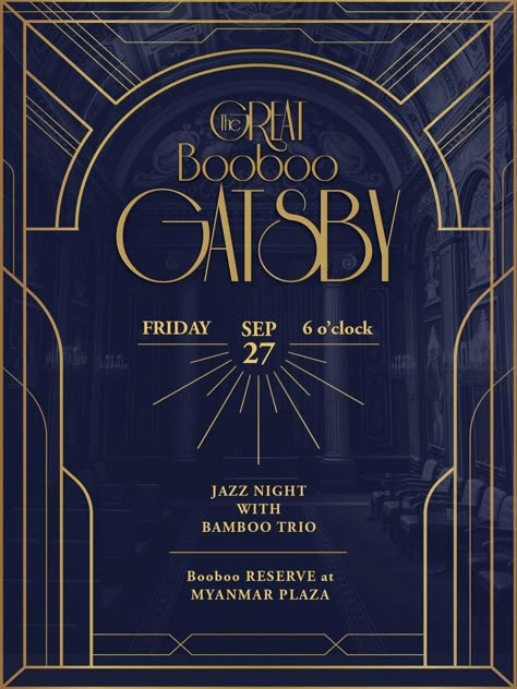 invitation card Great Gatsby Invitation Template Free, Roaring 20s Gala, Gala Invitation Design, Gatsby Poster, Invite Poster, Gatsby Party Invitations, Elegant Invitation Card, Gatsby Invitation, Prom Invitations