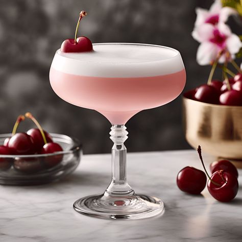 Ingredients: Gin:2 oz · Grenadine:0.5 oz · Lemon Juice:0.5 oz · Egg White:1 · Garnish:Maraschino Cherry:1 Pink Lady Cocktail, Sour Cocktails, Sweet Martini, Bramble Cocktail, Juice Cocktails, Singapore Sling, French 75, Pisco Sour, Sweet Cocktails