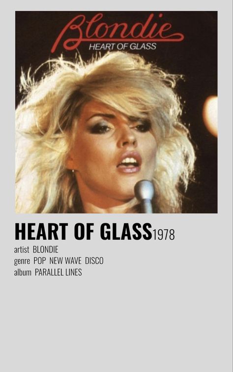 Blondie Heart Of Glass Album Cover, Blondie Band Poster, 80s Songs Aesthetic, Heart Of Glass Aesthetic, Blondie Albums, Blondie Heart Of Glass, Blondie Poster, Song Posters, 80s Songs