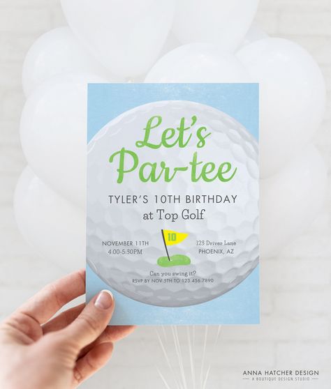 Golf Birthday Invitation, Let's Par-tee Invite, Mini Golf or Top Golf Birthday Party, Any Age Editable Canva Template, Instant Download Top Golf Birthday Party Invitation, Top Golf Party Ideas, Par Three Birthday, Top Golf Birthday Party, Golf Theme Party, Golf Birthday Party, Top Golf, Golf Party, Golf Theme