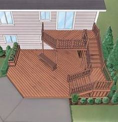 Deck...pretty much what i want but the top needs to be bigger Split Foyer, Victorian House Plans, Unique House Plans, Split Level House, Deck Stairs, House Plans And More, House Deck, Casa Exterior, Deck Plans