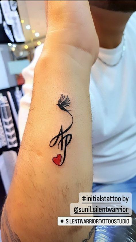 #couple #tattoo #tattooideas #pins # instagram #tattoolovers #fashion Infinity Tattoo Designs For Couples, Tattoo Couple Goals, Ap Tattoo, Pm Tattoo, Husband Name Tattoos, Silent Warrior, Couple Name Tattoos, Initials Tattoo, P Tattoo